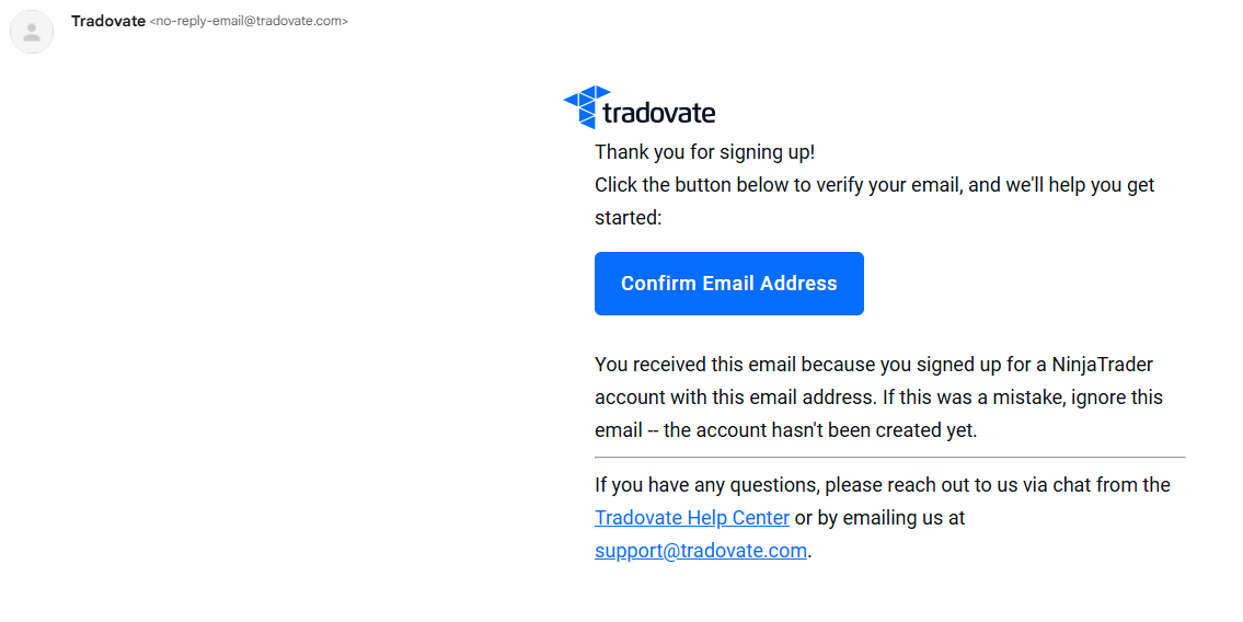 Tradovate 平台驗證信